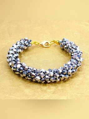 Elegant Gray Glass Bead Bracelet Sparkling Rope Style Design Jewelry New